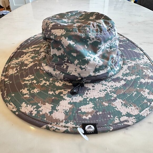 adidas Golf Men's Wide Brim Hat Camo Print Outdoors UPF Sun Protection NWT S/M - Picture 5 of 7